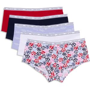 Tommy Hilfiger Women's Classic Cotton Boyshort Underwear With Logo Waistband 5-pack
