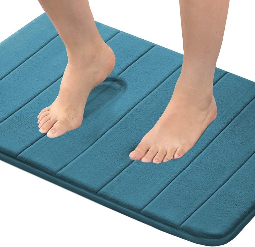 Flamingo P Memory Foam Shower Bath Mat, Fast Drying Soft Non Slip Absorbent Bathroom Shower Rugs, 20x32 Inches, Dark Teal