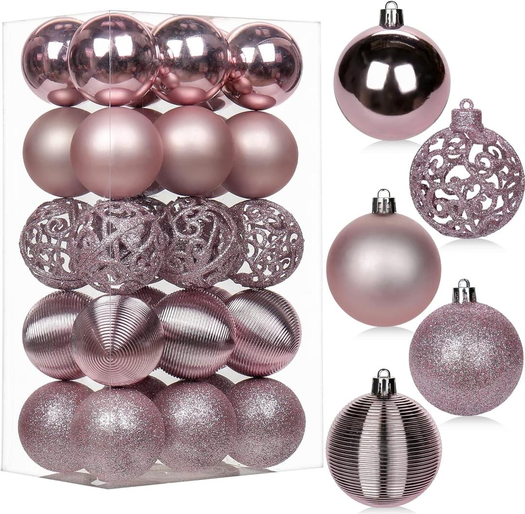 30PCS 2.36" Christmas Ball Ornaments Shatterproof Pink Christmas Tree Decorations Xmas Tree Balls Halloween Ornaments Dcor