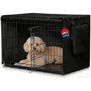 Dog Crate Cover for Anxiety,Water-Resistant,Windproof & Sun Resistant 600D Oxford Kennel Cover with Storage Bag,Calming Indoor Outdoor Pet Crate Cover for 24 Inch Wire Crates,Machine Washable,Black
