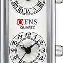 Gosasa Fashionable Women's Quartz Watch, Rectangular Dial with Dual Time Zones, 30m Water Resistant