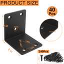 40PCS Black L Brackets Corner Bracket 2"x2"x2", Heavy Duty Corner Brace for Wood, Right Angle Brackets, 50MM 2Inch Wide 90 Degree Bracket for Wooden Frame Furniture Shelves Chairs