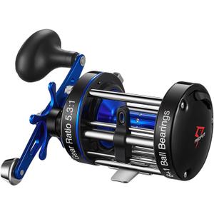 Piscifun Chaos XS Baitcasting Fishing Reel, Reinforced Metal Body Round Baitcaster Reel, Smooth Powerful Saltwater Inshore Surf Trolling Reel, Conventional Reel for Catfish, Musky, Bass, Pike