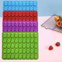 Gummy Candy Molds - 4Pcs Silicone Gummy Bear Molds for Kids With 2pcs Dropper,Non-stick and Bpa Free for Mini Candy Chocolate Gummies Baking