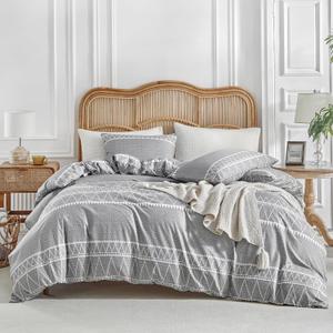 Lekesky Duvet Cover California King, 3pc Ultra Soft Microfiber Breathable Bedding, Cal King Duvet Cover Set with Zipper Ties (1 Duvet Cover 104x98 +2 Pillow Cases grey