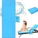 Outdoor Chaise Lounge Cushion Covers Only (Not Includes Cushion), 80x26x3 Inch Patio Cushion Slipcovers Waterproof Anti-Slip Lounge Chair Replacement Cover with Zipper Ties (Sky Blue)
