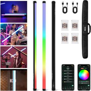 VILTROX K90 2 Pack RGB Tube Light, 30W 38inch Large RGBWY Photography LED Video Stick Light Wand with APP/2.4G/Remote Control, CRI 97+, 26 Scenes, 2500K-8500K, 14.8V/3300mAh Battery, Magnetic Chip