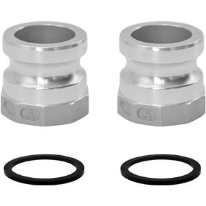 SAFBY 2 PCS Aluminum Global Type A Cam and Groove Hose Fitting, Plug x NPT Female with 2 PCS Camlock Gasket Fitting(1.5")