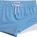 maamgic Mens Swim Trunks with Compression Liner Short Stretch Mens Bathing Suit Quick Dry Swimming Trunks Swimsuit (Large, Stripe Bluewhite)