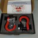 3/4" D Ring Separate Shackles, 52,910lbs Break Strength Easy Open Towing Winch Shackles, Heavy Duty Shackles with 7/8" Screw Pin for Tow Strap Winch Off Road Vehicle Recovery, BlackRed
