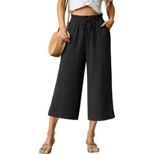 Womens Wide Leg High Waisted with Tie Belt Pockets Summer 2025 Vacation Pants Size XL