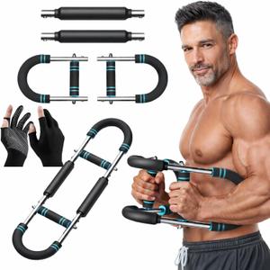 Twister Arm Trainer, Gorilla Bar, Upgraded 3.0 Arm Exerciser for Chest Workout, 80-110lbs Adjustable Twister Resistance Level, Ergonomic Gym Home Strength Bar with Non-Slip Handles with 3D Gloves.