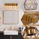 maesta Bathroom Gold Vanity Light Fixtures, 4-Light Gold Bathroom Light Fixtures Over Mirror, Sconces Wall Lighting with Elegant Metal Lampshade for Living Room, Bedroom, Hallway