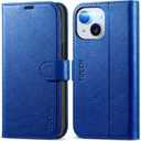TUCCH Wallet Case for iPhone 15 6.1-inch 5G, [TPU Shockproof Inner Shell] PU Leather [RFID Blocking] 4 Credit Card Holder Magnetic Kickstand Flip Cover Compatible with iPhone 15 6.1" 2023, Klein Blue