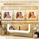 12"x 14" Vanity Mirror with Light, Makeup Mirror with Light for Desk | 3 Color Lighting and Stepless Dimming, Plug-in Required, Memory, Easy Installion, Smart Touch, Gold