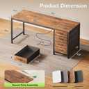 PRAISUN 55.1 Inch Computer Office Desk with Power Outelts and USB-C Port, Reversible Gaming Desk with 4 Fabric Drawers, Work Study Desk Work from Home, Rustic Brown