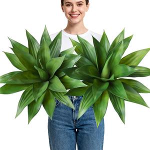 VeriNatural Artificial Agave Plant,23in Faux Plants Outdoor Decor,UV Resistant Large Potted Greenery,Realistic Plastic Succulents for Patio Porch Entryways Office Garden,Set of 2