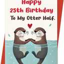3 x 25th Birthday Card Gifts for Him Her | Romantic Otter 25 Year Old Birthday Decorations for Women Men Husband Wife