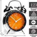AYRELY Super Loud Alarm Clock for Heavy Sleepers Adults,Twin Bell Retro 4 Inch Silent Non-Ticking Quartz with Backlight, Metal dial, Alarm Clocks for Bedrooms Bedside (Orange)