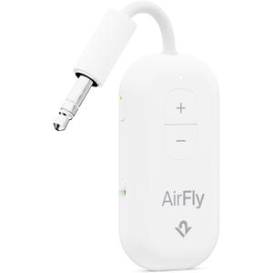 AirFly Pro 2  Bluetooth Adapter for Airplane, Pair 2 AirPods or Wireless Headphones  3.5mm AUX Bluetooth Transmitter and Receiver for Cars, Boats, Treadmills, TVs & More  Airplane Travel Essentials (White)