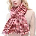 RIIQIICHY Plaid Scarf for Women Fall Winter Pashmina Scarves Wraps for Cold Weather Warm Large (Red)