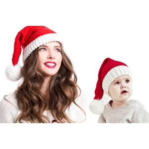 AIYUENCICI Santa Hat for Adults, Christmas Hat, New Year Crochet Hats with Pom Pom Party Beanie Caps Gift (Adults Santa Hat)