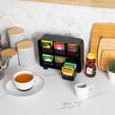 Mind Reader Tea Bag Organizer, Tea Station Organizer, Countertop Storage, Kitchen, Plastic, 10.25"L x 3.25"W x 7.75"H, Black