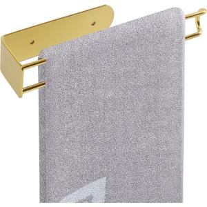 NearMoon Hand Towel Holder/Towel Ring Strong Hold Self Adhesive Bathroom Towel Bar, Thicken Stainless Steel Towel Rack- Sticky Towel Hanger, Contemporary Style NO Drilling (Brushed Gold)