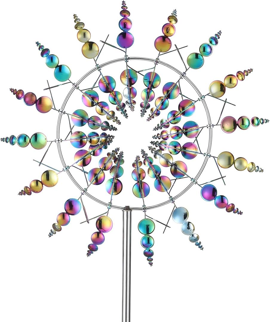 Magical 3D Wind Spinners Outdoor, 360 Metal Windmills for Yard Garden, 12.6 inches Wind Powered Wind Catchers Sculptures and Spinners for Yard Garden Patio Decoration(Colorful) (Colorful)