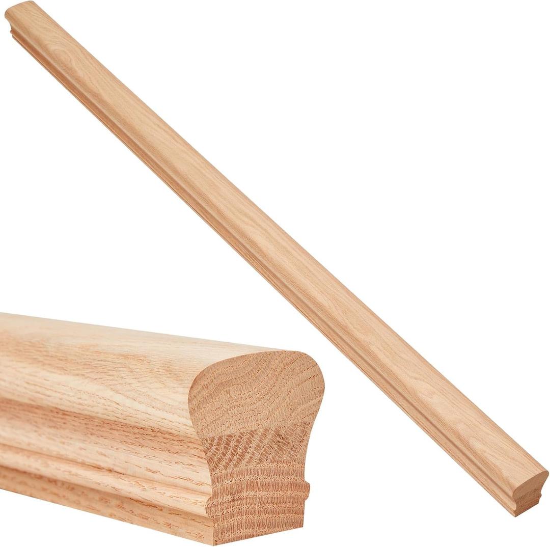 CroBlissful 1 Pack 4 ft 6010 Three Piece Red Oak Arc Wood Handrail