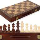 15-Inch Magnetic Wooden Chess Set with 2 Extra Queens – Handcrafted Foldable Board Game for Adults, Beginners, 15 inches x 7.1 inches x 0.1 inches