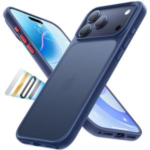 TORRAS Shockproof for iPhone 17 Pro Max Case with Camera Control Button, [12FT Military Grade Drop Protection] Enhanced Grip & Soft Touch Translucent Slim 17 Pro Max Case with 3 DIY Buttons, Deep Blue