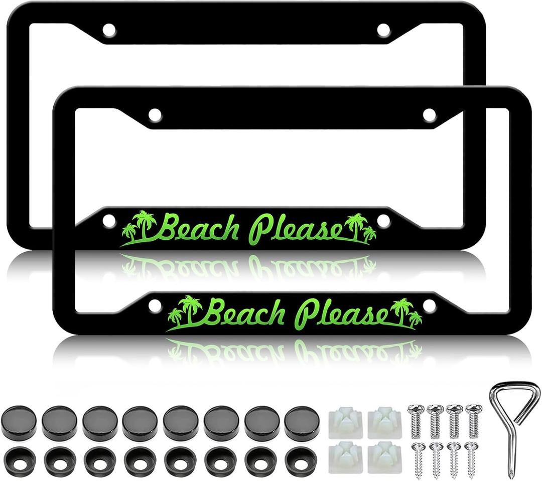 Forest License Plate Frame - 2PCS Silhouette of Forest Aluminum Metal License Plate Holder Covers, Rust-Proof Waterproof Car Decorative Tag Frames for Standard Us 12x6 Inch