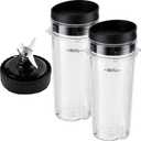 Equust 5-piece Blender Cups Replacement for Ninja Single Serve 16oz Cups with Sip & Seal Lids, 6 Fins Extractor Blade Compatible with Ninja Blenders Pro BL660 BL663 BL663CO BL665Q BL740 BL770