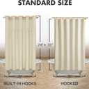 No Hook Slub Textured Shower Curtain with Snap-in PEVA Liner Set - 71" x 74"(72"), Hotel Style Beige Shower Curtain with See Through Top Window, Machine Washable & Water Repellent, Linen, 71x74