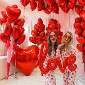 Valentines Day Balloons with Heart-Shape, love Foil Balloons for Romantic Special Night Decorations and WILL YOU BE MY GIRLFRIENDEngagements, Proposals, and Valentine's Day XXOO gals (Red)