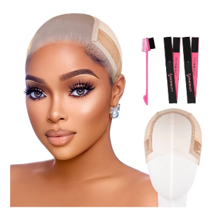 Isshin Beauty Wig Grip Cap for Glueless Wigs: Small Non-Slip Lace Front Gripper 4x5 Transparent Swiss Lace - Adjustable Velcro All-Day Stay-in-Place Fit (Light Brown)