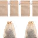 400 Pack Disposable Drawstring Tea Filter Bags Safe & Natural Unbleached Paper Tea Infuser Drawstring Empty Bag for Loose Leaf Tea (7 x 9, Natual Color)