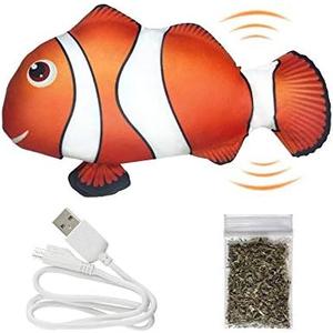 Moving Cat Kicker Fish Toy, Realistic Flopping, Wiggle Fish Catnip Toys, Motion Kitten Toy, Plush Interactive Cat Toys, Fun Toy for Cat Exercise (Unique, Nemo)