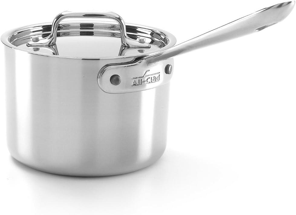 All-Clad D5 Stainless Steel Core 2 Quart Suacepan with Lid - Made in the USA - The Upgrade for Supremely Even Heat- Oven Safe & Induction Compatible Cookware
