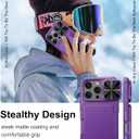 BXYJY for iPhone 16 Pro Case with Camera Cover, Built-in Credit Card Holder (4-5 Cards), Military Grade Protection, Heavy Duty Women Men Protective Wallet Phone Case for iPhone 16 Pro, Dark Purple