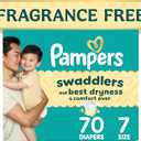 Swaddlers Diapers, Size 7 (26-50 lbs), 70 Count, Fragrance Free, Hypoallergenic, Absorbent, Pediatrician Recommended, Skin Safe