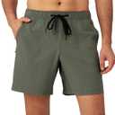 Separatec Mens Hiking Shorts - 7" Lightweight Quick Dry Casual Shorts with Zipper Pockets for Outdoor Active,Running,Travel (L)