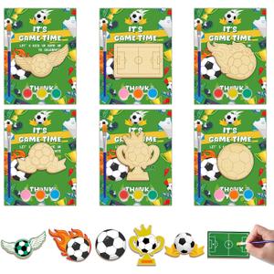 Bornerwhite 24 Pcs Soccer Party Favors Soccer Craft Kits Party Supplies Wooden Painting Kit for Kids Boys Girls Birthday Decorations Supplies Gifts Classroom School Prizes Rewards
