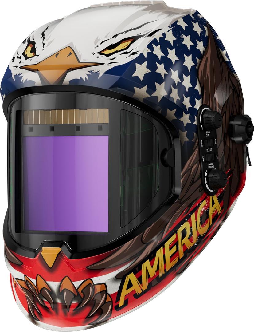 ANDELI Welding Helmet,Panoramic 180 3.94"X3.74"Large Viewing True Color Solar Powered Auto Darkening Welding Helmet with Side View 4 Arc Sensor 4/5-8/9-13 Welder Mask MONERAE