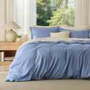 Bedsure Duvet Cover King Size - Soft Double Brushed Bedding Set for Kids & Adults, Zipper Closure, 3 Pieces, Includes 1 Duvet Cover (104"x90") & 2 Pillow Shams, NO Comforter, Slate Blue
