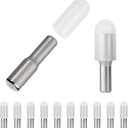 whitesnow 5mm 1/4 Inch Stainless Steel Metal Shelf Pegs Pins Replacement Kitchen Cabinet Shelves Support Holders for Bookshelf Bookcase Cupboard Adjustable Wood Glass Shelving, Pack of 12