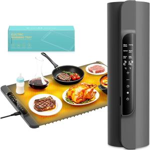 Warming Mat for Food - Food Warmer with 14 Temperature - Silicone 6 Modes Electric Warming Tray - Home Kitchen Appliances - 26 * 15 inches (Gray)