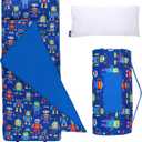Wildkin Kids Microfiber Nap Mat Soft Sleep Mat with Pillow, Ideal for School & Travel - Robots
