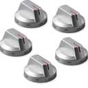 atgestore DG64-00975A DG94-04397A Stove Knobs Replacement for Samsung Stove Parts, NE/NX9000T DG94-03443A NX60T8511SS/AA Samsung Range Parts Burner Knobs Gray Plastic Gas Cooktop Control Knobs 5 Pcs